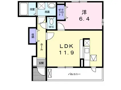 サンモール五番館(1LDK/1階)の間取り写真