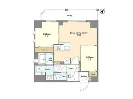 リテラス三ノ輪ウエスト(2LDK/7階)の間取り写真