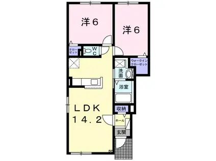 ソルティエラ(2LDK/1階)の間取り写真