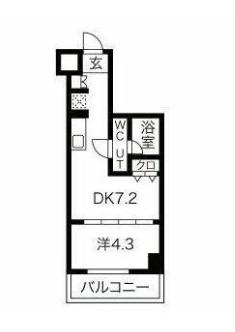 マテリア千住大橋(1DK/6階)の間取り写真
