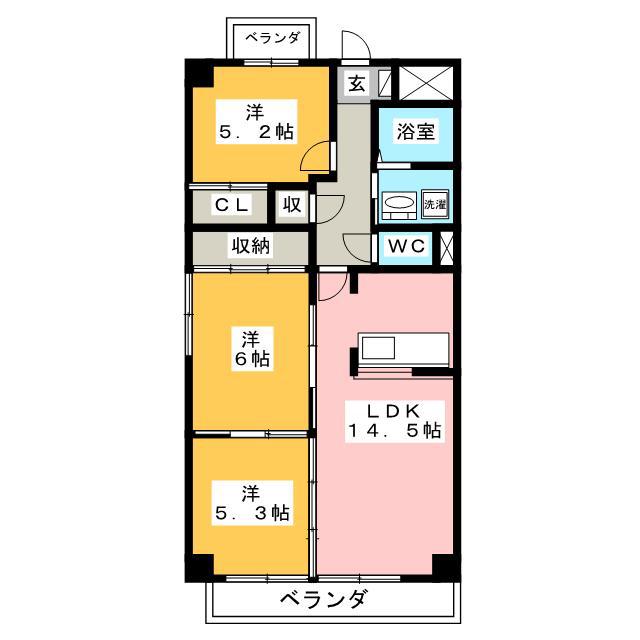 FOUR SEASONS(3LDK/7階)の間取り写真