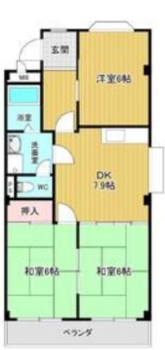 ベルシェ新開(3DK/4階)の間取り写真