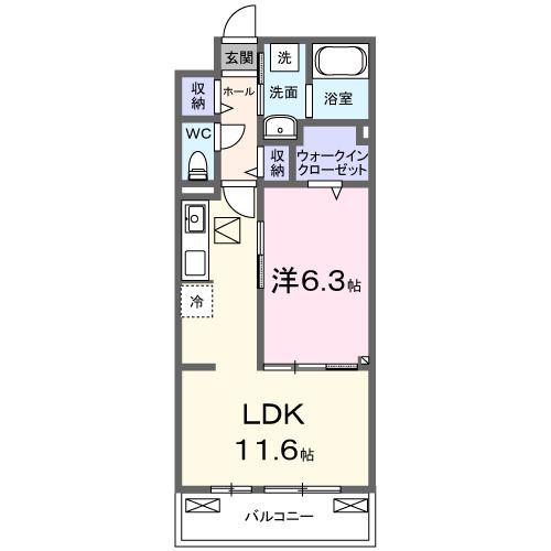 プラーツ ブレイダ(1LDK/1階)の間取り写真