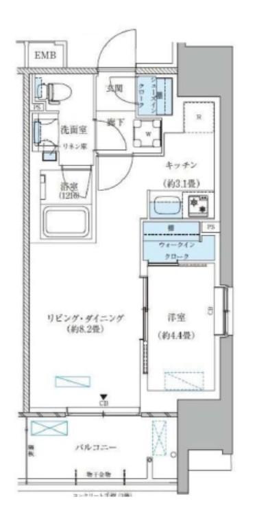 パークアクシス西大島コンフォートスクエア(1LDK/4階)の間取り写真
