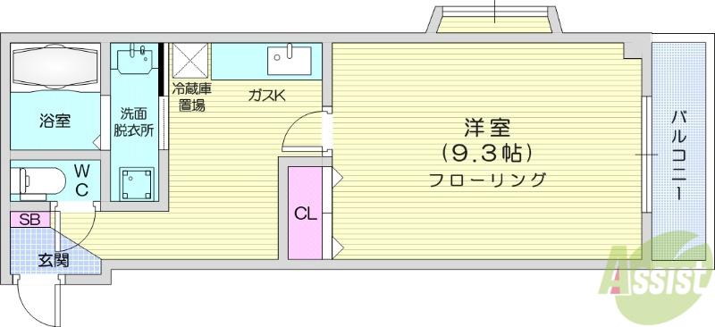 ライフステージ市名坂(1K/3階)の間取り写真