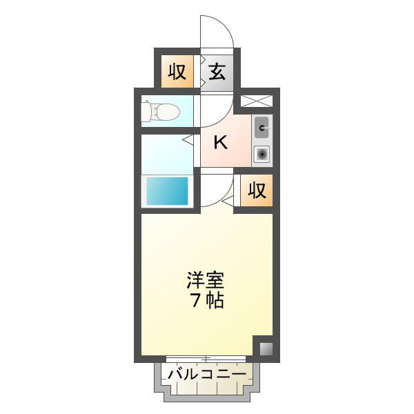 サンライズ津山(1K/5階)の間取り写真