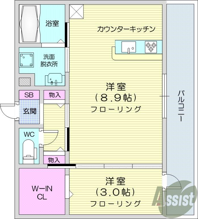 ボヌールF(1LDK/3階)の間取り写真