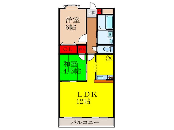 ラアクール(2LDK/3階)の間取り写真