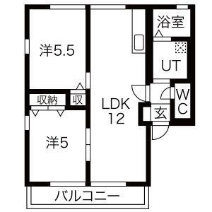 ハイツこぐれII(2LDK/2階)の間取り写真