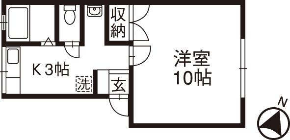 マーセルヨコガワ(1K/2階)の間取り写真