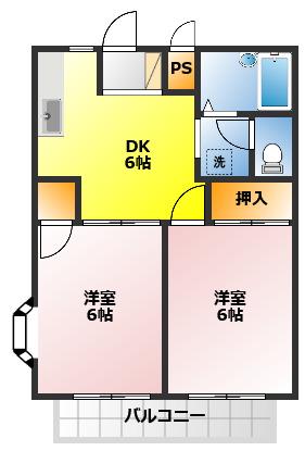 ラ・エトワールA(2DK/1階)の間取り写真