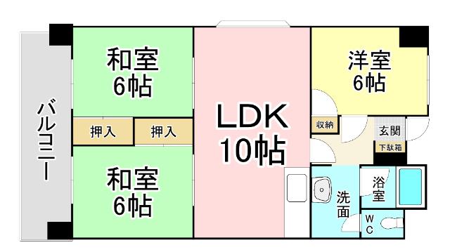 アルゴ西新町(3LDK/1階)の間取り写真