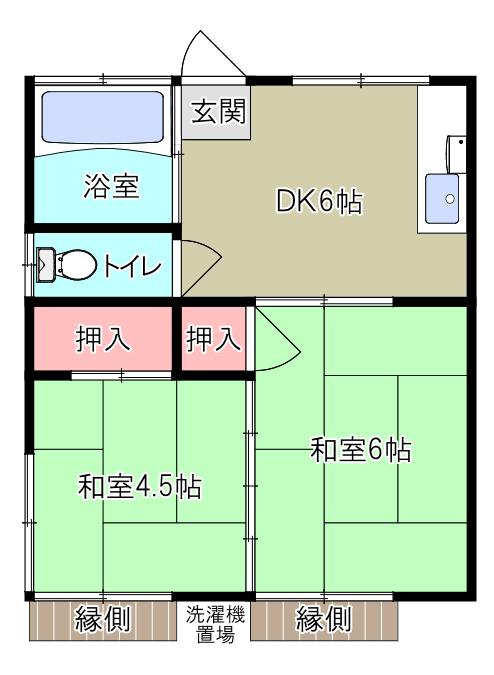 清和コーポ(2DK/1階)の間取り写真