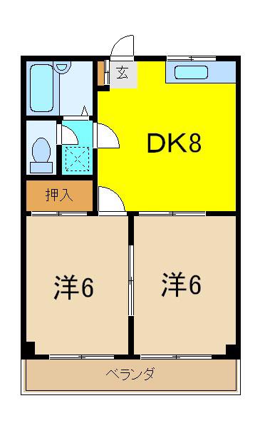 ニューレジデンス(2DK/2階)の間取り写真