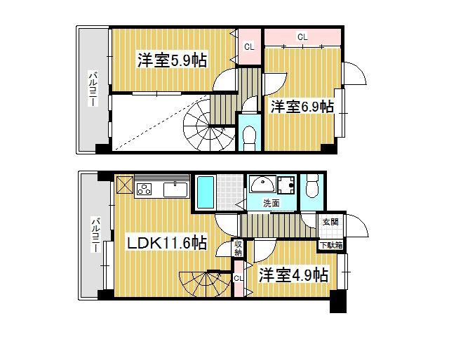 J-スクエア(3LDK/11階)の間取り写真
