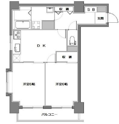 ストークマンション高松(2DK/3階)の間取り写真