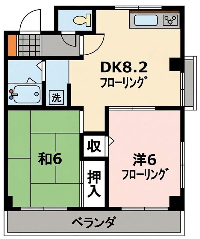 サンクレイン(2DK/2階)の間取り写真