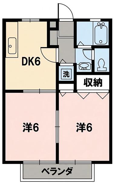ソレアード(2DK/2階)の間取り写真