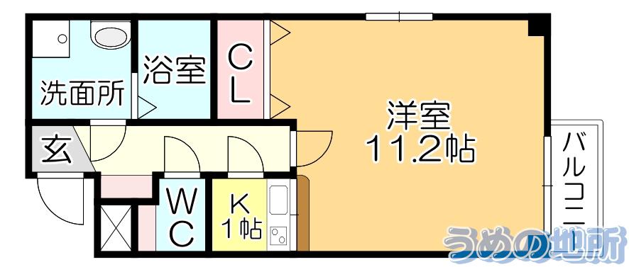 ポラリス弐番館(1K/1階)の間取り写真