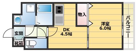 サンフォーレ岡本(1DK/3階)の間取り写真