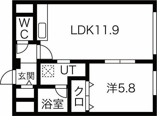 エリクシール白石(1LDK/3階)の間取り写真
