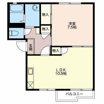 サンモール B(1LDK/2階)の間取り写真