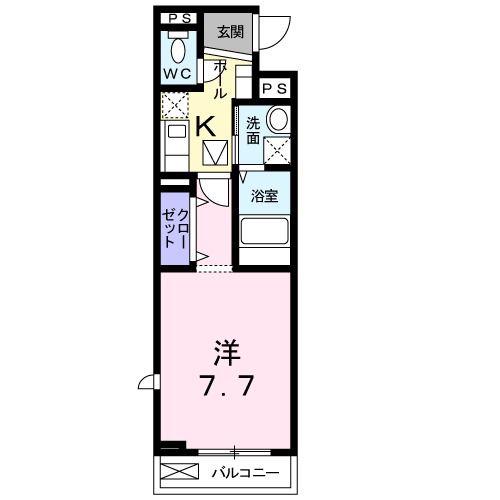 クレメントS(1K/1階)の間取り写真