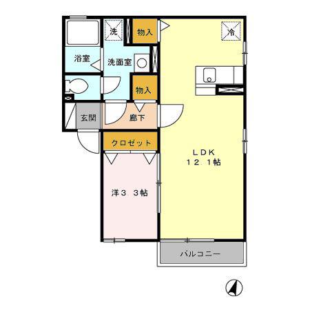 リヴェール(1LDK/2階)の間取り写真
