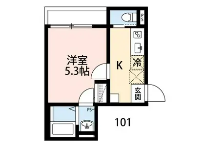 CRECIA常盤平IV(1K/1階)の間取り写真