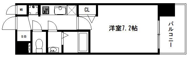 プレサンスTHEKYOTO 華苑(1K/2階)の間取り写真