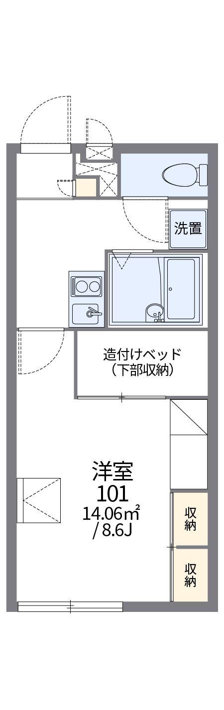 レオパレスナインティーン(1K/1階)の間取り写真