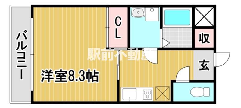 ローズガーデンII(1K/4階)の間取り写真