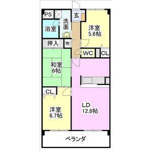 パークサイド上原(3LDK/3階)の間取り写真