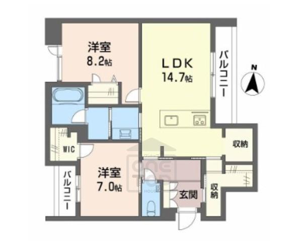 ジョフリエル(2LDK/3階)の間取り写真