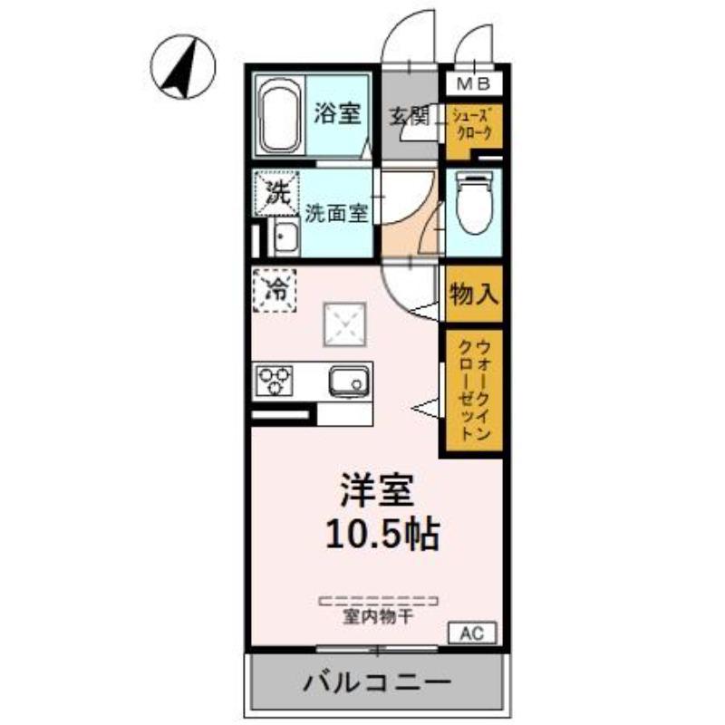 ルシエール氷川(ワンルーム/1階)の間取り写真