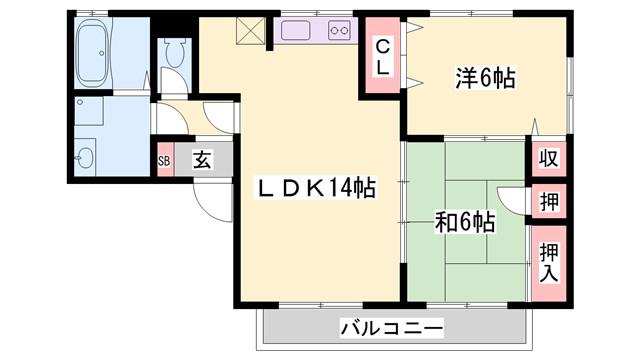 サンアベニュー(2LDK/2階)の間取り写真
