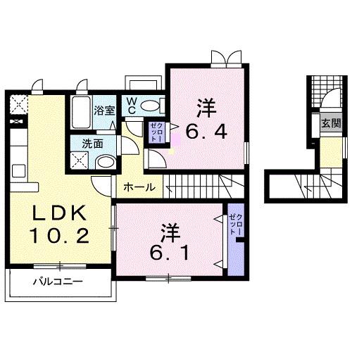 グリーンハイツ鷹取III(2LDK/2階)の間取り写真