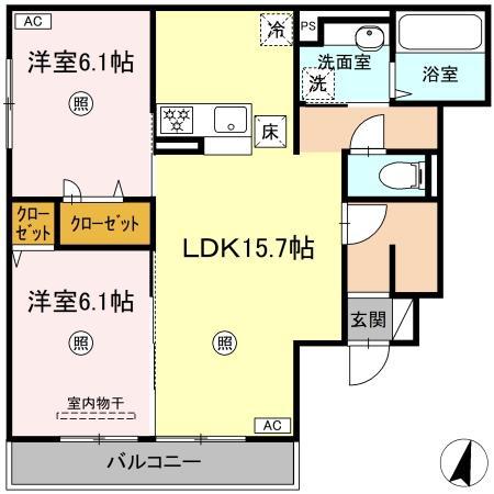 エミネント・グラン(2LDK/1階)の間取り写真