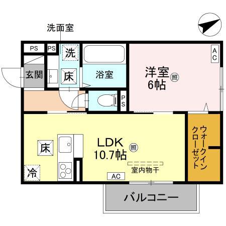D-REGALO江守中(1LDK/1階)の間取り写真
