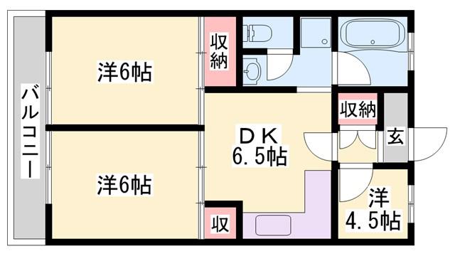 レジデンス飾磨(3DK/2階)の間取り写真