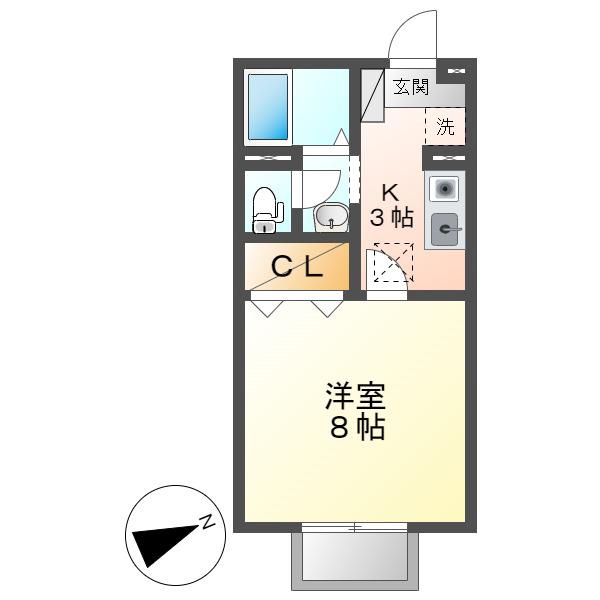 セジュールアレイ A棟(1K/1階)の間取り写真