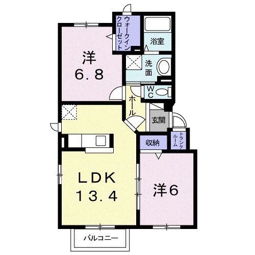 ハッピーツリー(2LDK/3階)の間取り写真