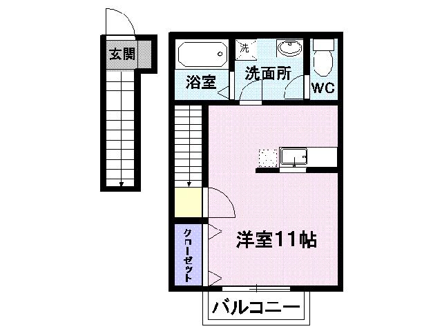 モンターニャ パセオ(ワンルーム/2階)の間取り写真