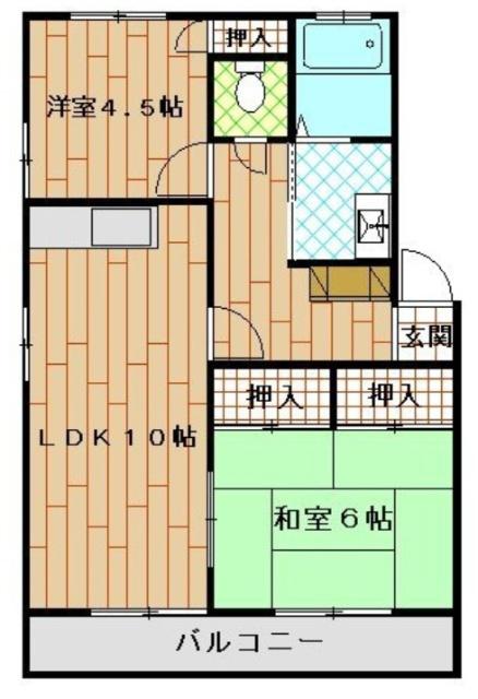 エクセルメゾンA棟(2LDK/1階)の間取り写真