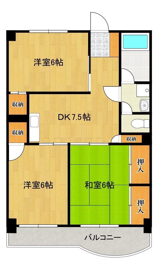 レジデンス花畑南(3DK/5階)の間取り写真