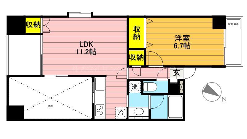 ドミール高松町(1LDK/4階)の間取り写真
