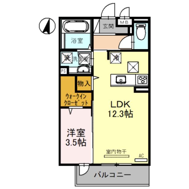 ラ・グリシーヌ(1LDK/3階)の間取り写真