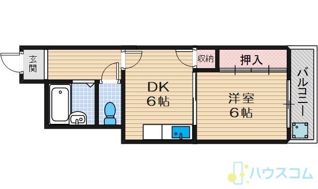 ラウレア茨木(1DK/3階)の間取り写真