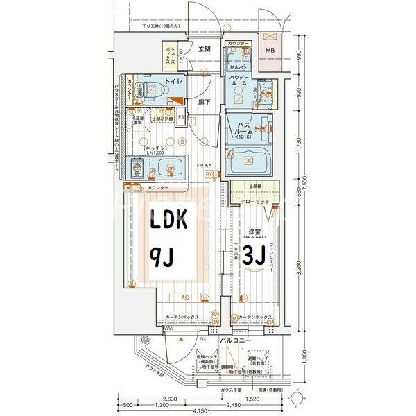 エステムコート堺筋本町(1LDK/12階)の間取り写真