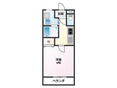 モン・プラース(1K/2階)の間取り写真